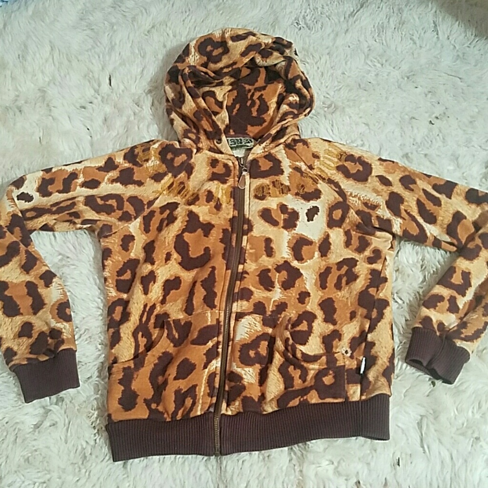 LAMB zip up cheetah print hoodie